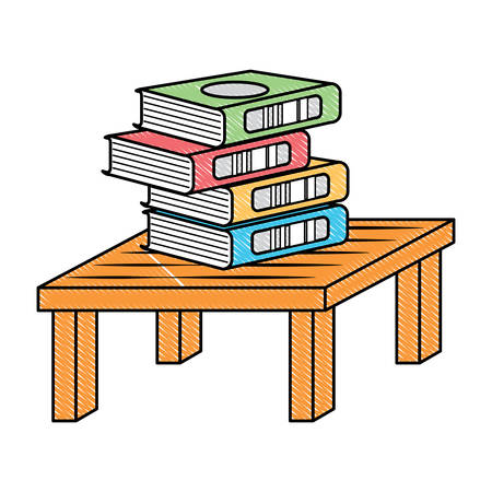table with books icon over white background, vector illustrationのイラスト素材