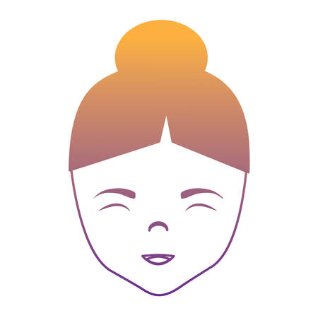 Asian woman face icon over white background, vector illustrationのイラスト素材