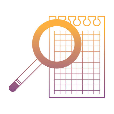 magnifying glass and paper note icon over white background, vector illustrationのイラスト素材