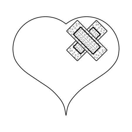 heart with band aids over white background, vector illustrationのイラスト素材
