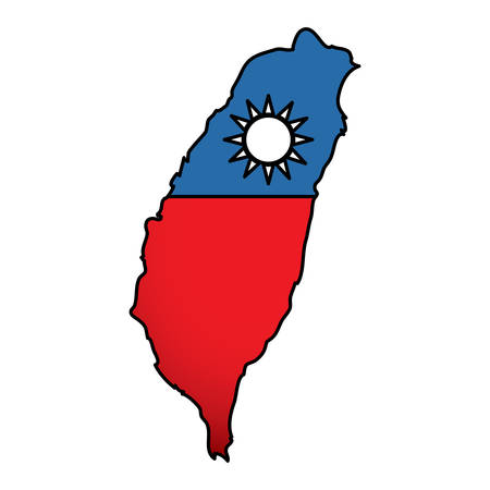Taiwan flag in map shape over white background, vector illustrationのイラスト素材