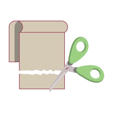 Scissors Cutting Paper icon over white background, vector illustrationのイラスト素材