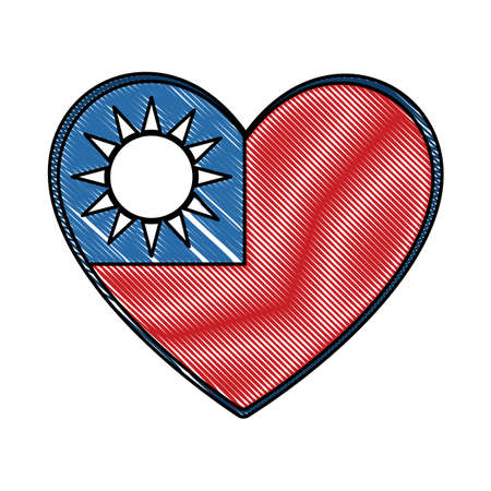 Heart with taiwan flag design over white background, vector illustrationのイラスト素材