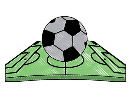 ball on a football field icon over white background, vector illustrationのイラスト素材