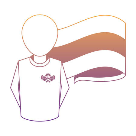 avatar football player and russia flag icon over white background, vector illustrationのイラスト素材