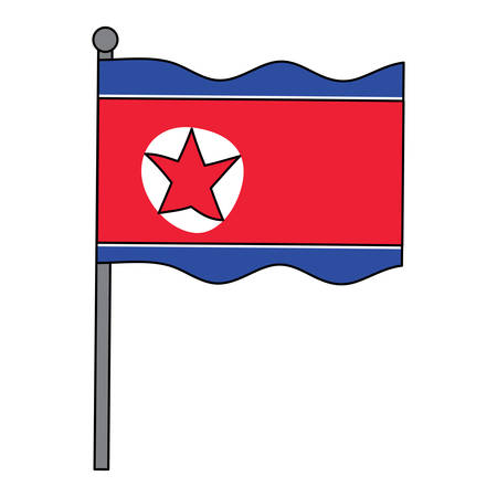 waving north korea flag icon over white background, vector illustrationのイラスト素材