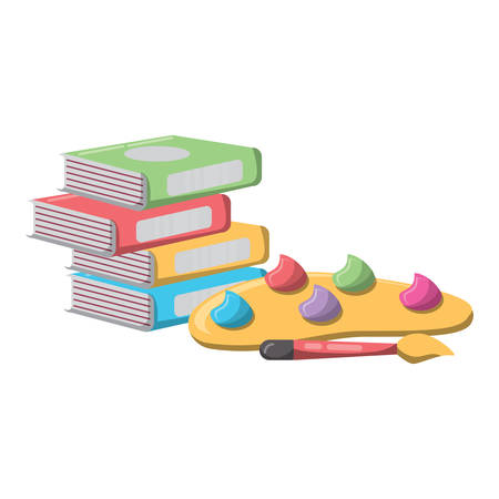 books and paint palette over white background, vector illustrationのイラスト素材