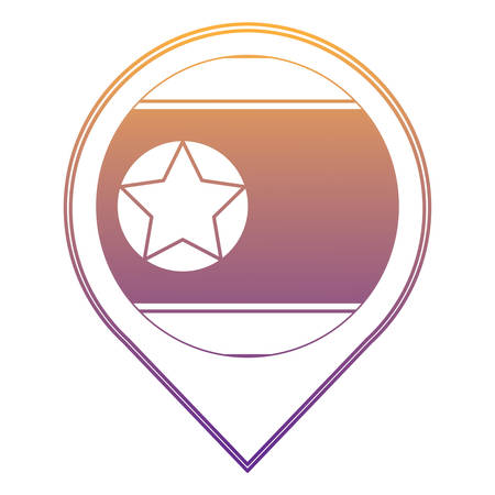 location pin with north korea flag over white background, vector illustrationのイラスト素材