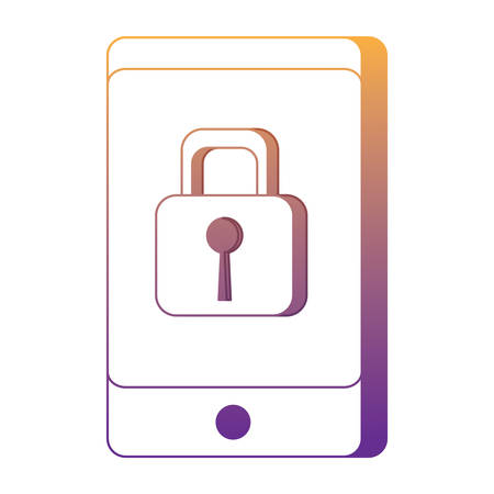 cellphone with padlock icon over white background, vector illustrationのイラスト素材
