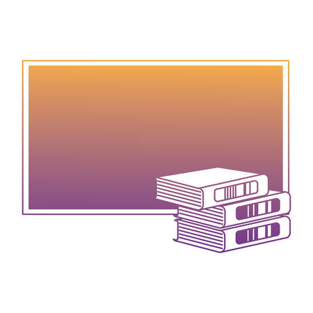 school chalkboard with stack of books over white background, vector illustrationのイラスト素材