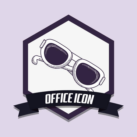 office icons emblem with sunglasses icon over purple background, colorful design. vector illustrationのイラスト素材