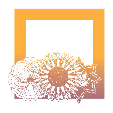 decorative frame with beautiful flowers icon over white background, vector illustrationのイラスト素材