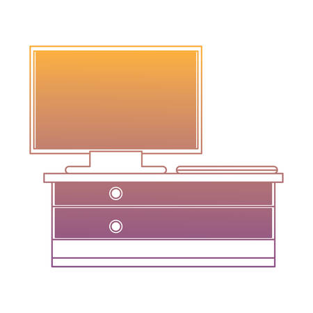 television on a drawer over white background, colorful design. vector illustrationのイラスト素材