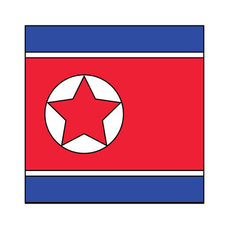 north korea flag icon over white background, vector illustrationのイラスト素材
