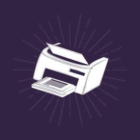printer icon over black background, sketch design. vector illustrationのイラスト素材