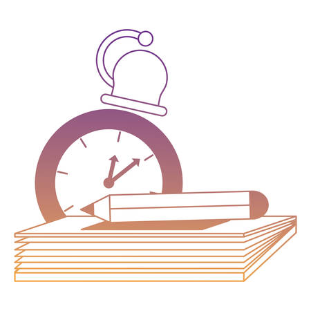 notebook and school bell over white background, vector illustrationのイラスト素材