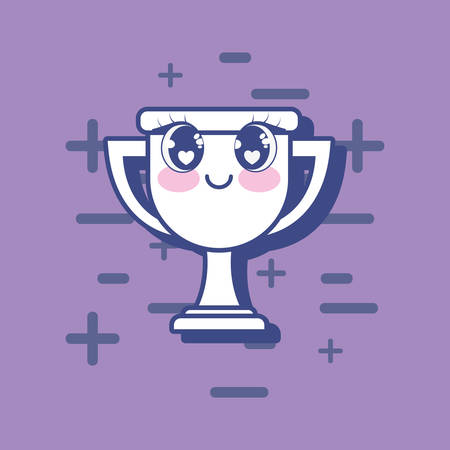 Kawaii trophy over purple background, colorful design. vector illustrationのイラスト素材