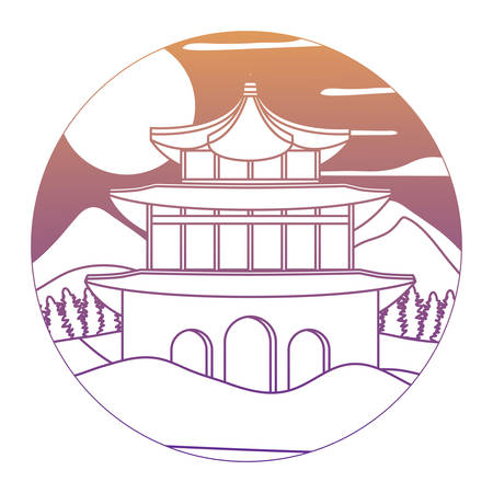 iconic palace of south korea over white background, colorful design. vector illustrationのイラスト素材