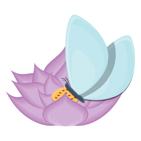 Flower with beautiful butterfly icon over white background, vector illustrationのイラスト素材