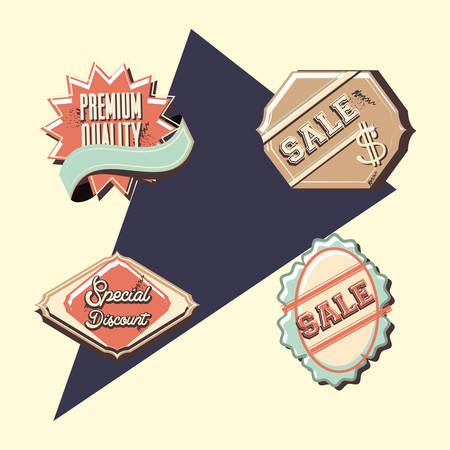 classic labels sale special discount premium retro style vector illustrationのイラスト素材