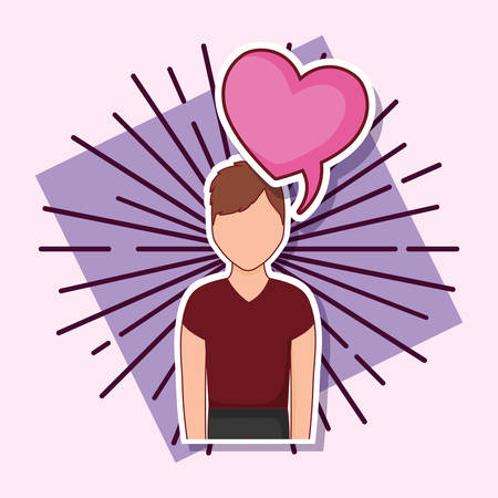 avatar man with heart over purple background, colorful design. vector illustrationのイラスト素材