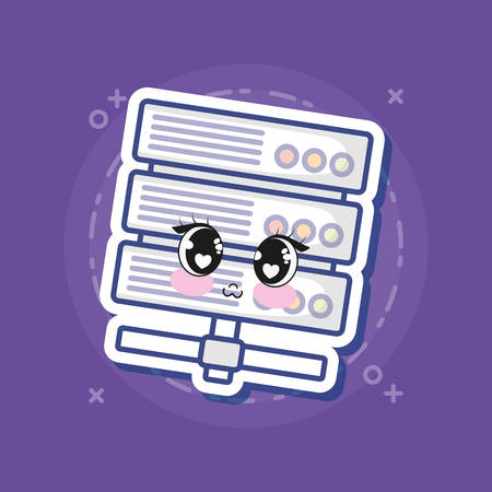 Kawaii router over purple background, colorful design. vector illustrationのイラスト素材