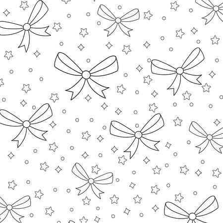 background of Decorative bows and stars pattern, vector illustrationのイラスト素材