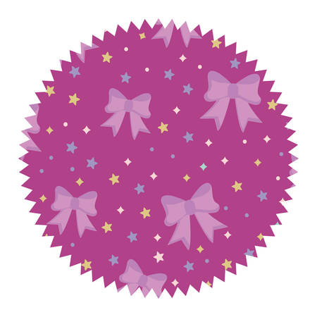 seal stamp with bows and stars pattern over white background, vector illustrationのイラスト素材