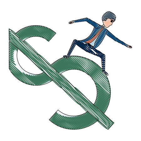 cartoon businessman icon over white background, vector illustrationのイラスト素材