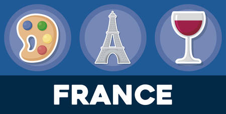 icon set of france over blue background, colorful design. vector illustrationのイラスト素材