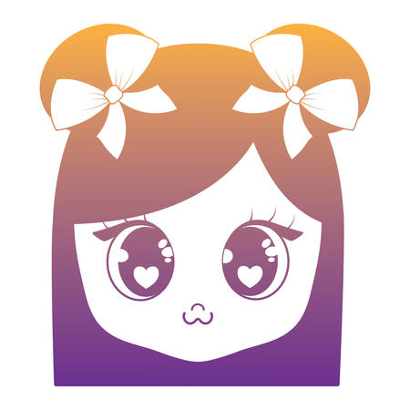 Face of kawaii girl icon over white background, colorful design. vector illustrationのイラスト素材