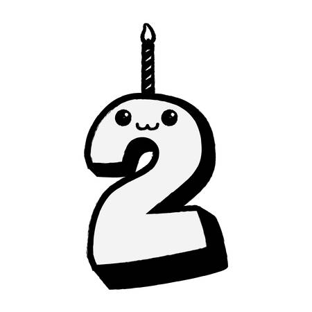 cute birthday number two icon over white background, vector illustrationのイラスト素材