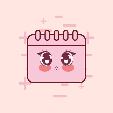 kawaii calendar icon over pink background, colorful design. vector illustrationのイラスト素材