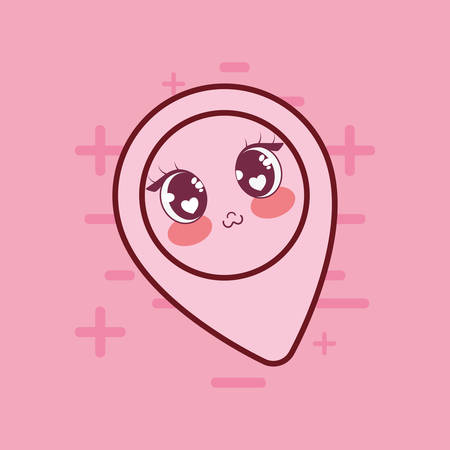 kawaii location pin over pink background, colorful design. vector illustrationのイラスト素材