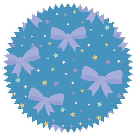 seal stamp with stars and bows pattern over white background, vector illustrationのイラスト素材