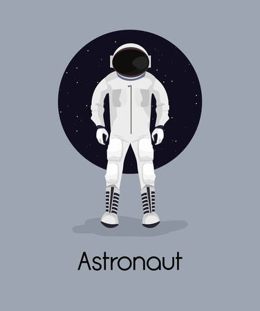astronaut icon over circle with space design and gray background, colorful design. vector illustrationのイラスト素材
