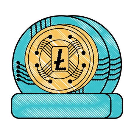 litecoin emblem icon over white background, vector illustrationのイラスト素材