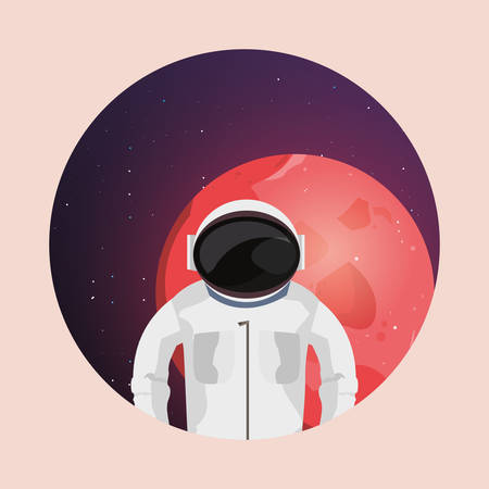 astronaut and planet over pink background, colorful design. vector illustrationのイラスト素材
