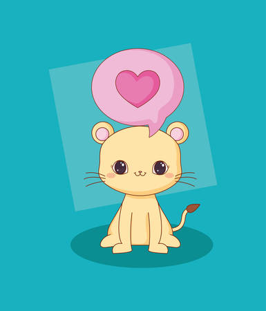 cat and  speech bubble with heart icon over blue background, colorful design. vector illustrationのイラスト素材