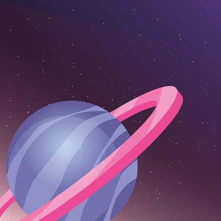 saturn planet over space background, colorful design. vector illustrationのイラスト素材
