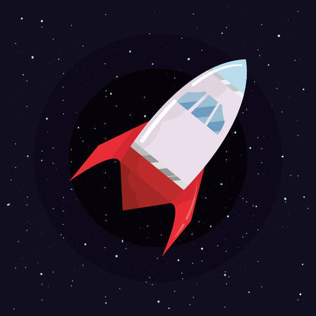 spaceship icon over space background, colorful design. vector illustrationのイラスト素材