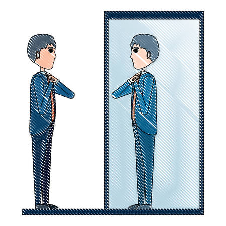 cartoon businessman icon over white background, vector illustrationのイラスト素材