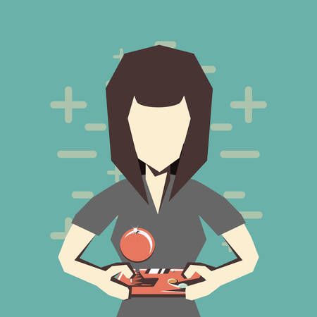 retro videogames design with avatar woman playing videogames over blue background, colorful design. vector illustrationのイラスト素材