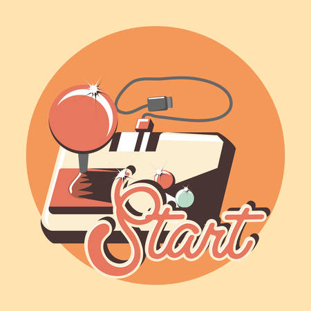 Retro video games design with joystick controller over orange background, colorful design. vector illustrationのイラスト素材