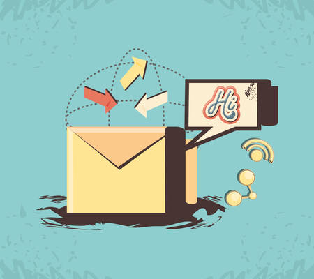 social media marketing with envelope vector illustration designのイラスト素材