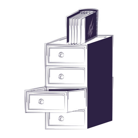 file cabinet and document folder over white background, vector illustrationのイラスト素材