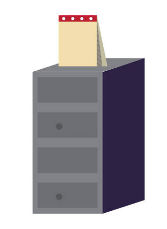 file cabinet and calendar over white background, vector illustrationのイラスト素材