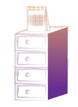 file cabinet and calendar over white background, vector illustrationのイラスト素材