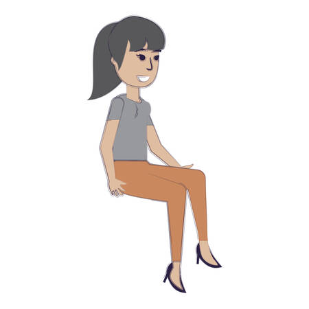 cartoon woman icon over white background, vector illustrationのイラスト素材