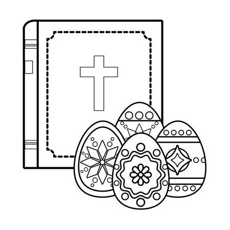 holy bible and easter eggs over white background, vector illustrationのイラスト素材